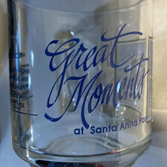 Great Moments at Santa Anita Race Coffee Cups set of 2 Clear with Decal - Picture 7 of 10
